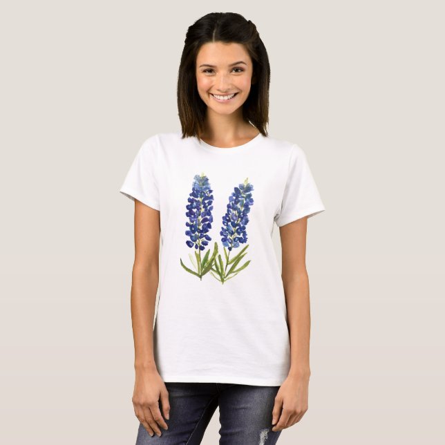 Camiseta Bluetooth Texas Flores selvagens Lupine Watercolor (Frente Completa)