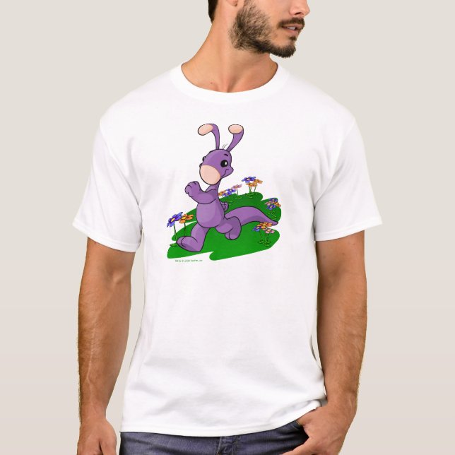 Camiseta Blumaroo roxo que marcha através da ilha de Roo (Frente)