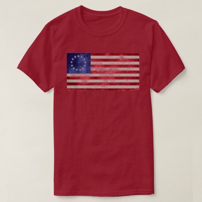 Camiseta blusa betsy rosa com bandeira americana 1776 (Frente do Design)