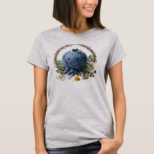 Camiseta Blusa Corta Kawaii de Mirtilo Fofa