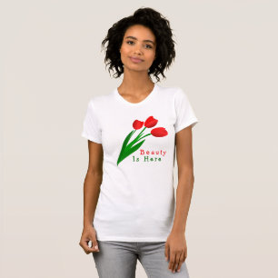 Camiseta Blusa Cropped Charming Tulip Blossom Spring White