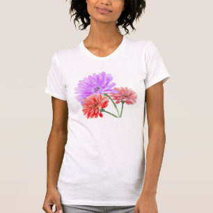 Camiseta Blusa Cropped Floral de Gerbera Daisy Vintage