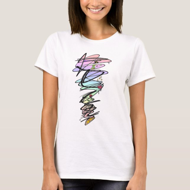 Camiseta Blusa Cropped Pastel Scribble Rebel Doodle (Frente)