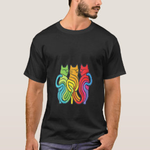 Camiseta Blusa Feminina Arty Arco-íris Puzzle Gato Rave V-N