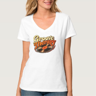 Camiseta Blusa Feminina com Decote em V Terapia de Vinil e