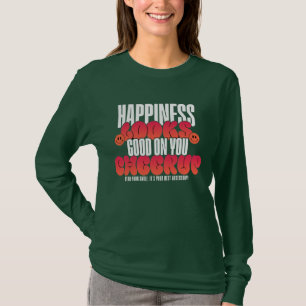 CAMISETA BLUSA FEMININA DE MANGA LONGA COM ESTILO FELIZ