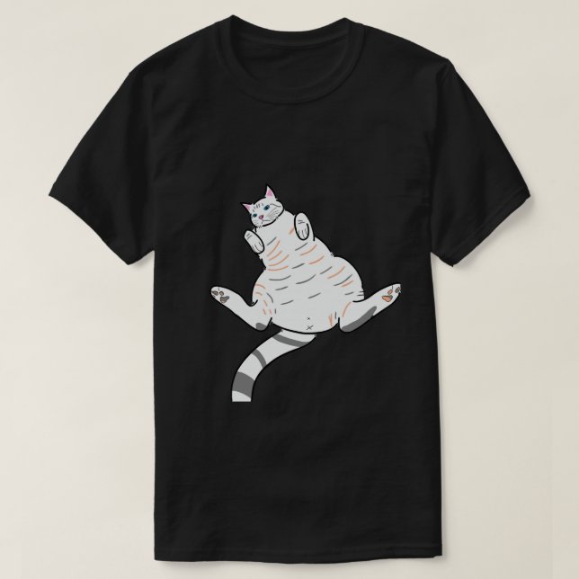 Camiseta Blusa masculina preta gatinho branco (Frente do Design)
