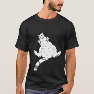 Camiseta Blusa masculina preta gatinho branco