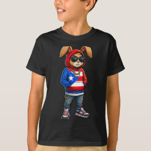 Camiseta Blusão com bandeira de Porto Rico do coelho legal