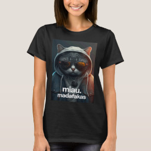 Camiseta Blusão de Gato Legal & Óculos de Sol Miau Madafaka