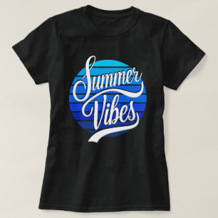 Camiseta Blusas Femininas Verão Vibrações Azul Pôr do Sol R