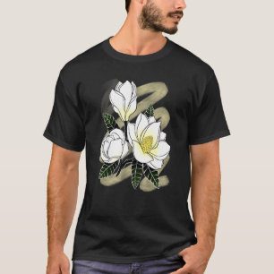 Camiseta Blusas Florais Bonitas Feminino Magnólia Manga Cur