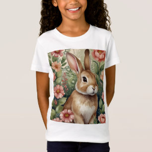 Camiseta Blush Blooms e Bunny Sonha Crianças T-Shirt
