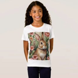 Camiseta Blush Blooms e Bunny Sonha Crianças T-Shirt