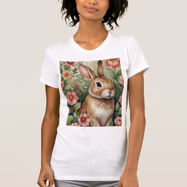 Camiseta Blush Blooms e Bunny Sonha T-Shirt (Frente)