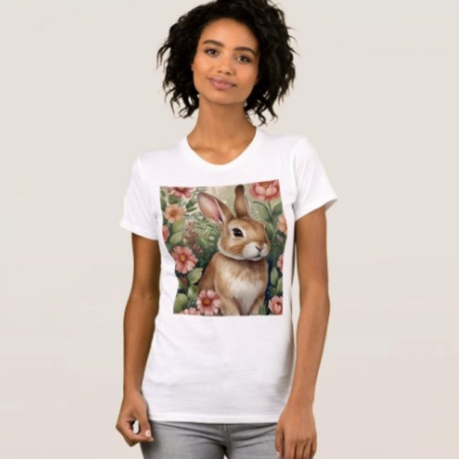 Camiseta Blush Blooms e Bunny Sonha T-Shirt (Criador carregado)