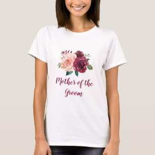 Camiseta Blush Burgundy Floral Mãe do Casamento do Groom