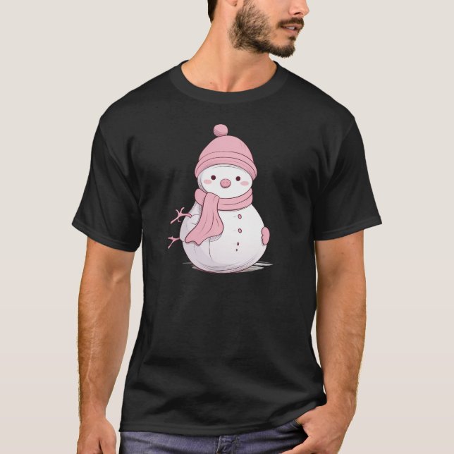 Camiseta Blush Christmas Snowman Art (Frente)