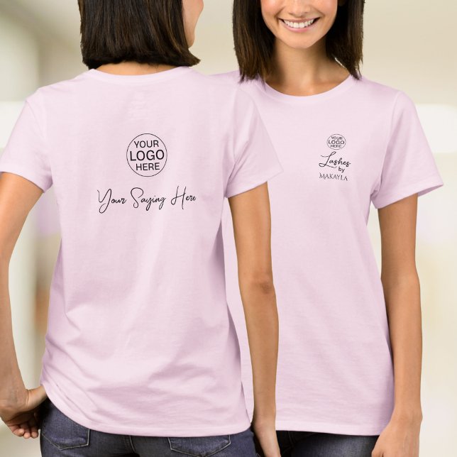 Camiseta Blush Pink Script Logo Lashes Staff (Criador carregado)