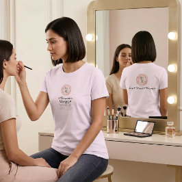 Camiseta Blush Pink Script Logo Makeup Staff