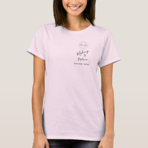 Camiseta Blush Pink Script Logo Maquiagem Equipe
