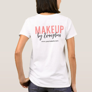 Camiseta Blush Rosa Preto Logotipo de Letra Makeup Funcioná
