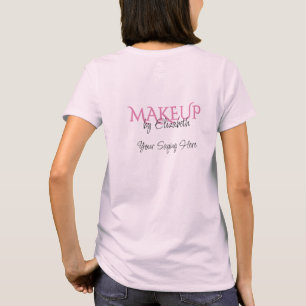 Camiseta Blush Rosa Preto Script Maquiagem Equipe