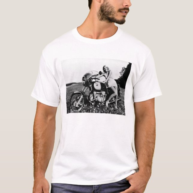 CAMISETA BMWモーターサイクルと美しい女性 (Frente)