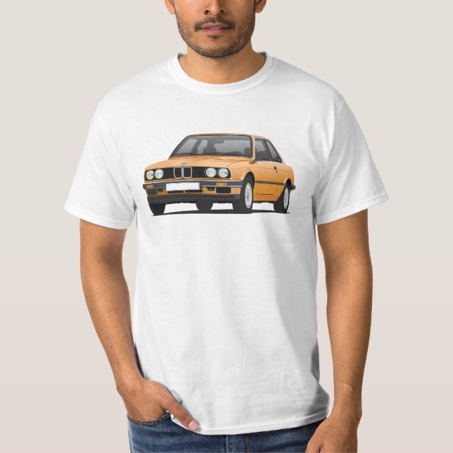 Camiseta BMW E30 (3-series), ilustração, alaranjada (Frente)