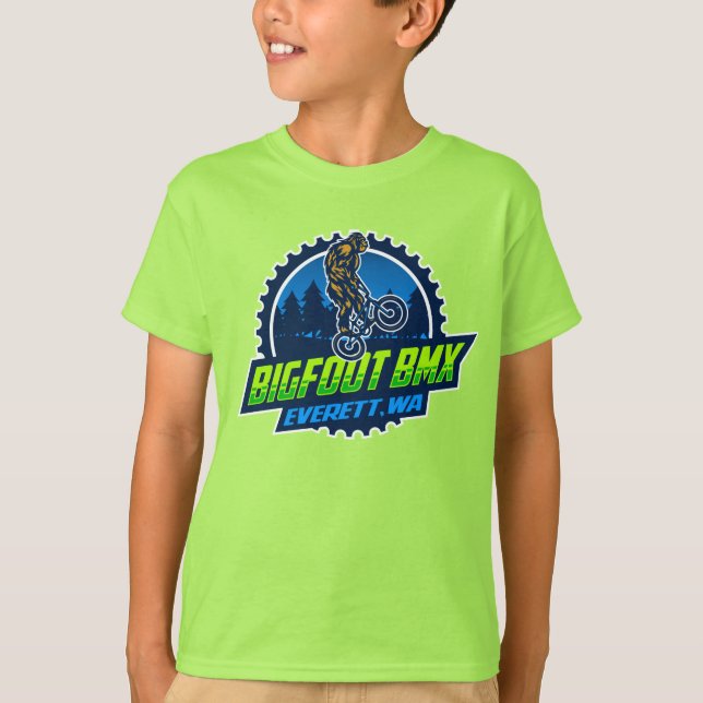 Camiseta BMX Bigfoot com logotipo grande (estrutura branca) (Frente)