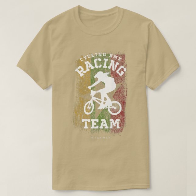 Camiseta BMX Bike Birmanês Bandeiras ciclismo (Frente do Design)