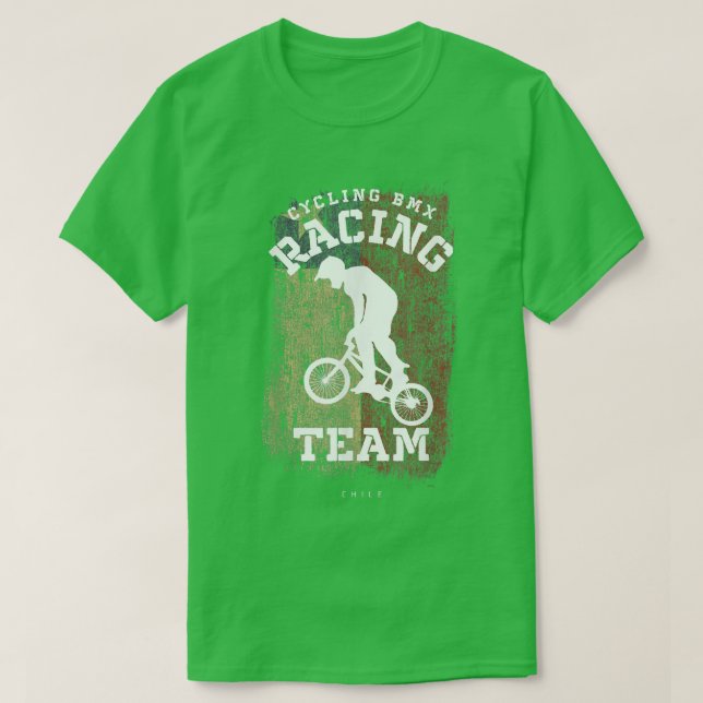 Camiseta BMX Bike Chile Flag Bicing Cycling Racing BMX306 (Frente do Design)