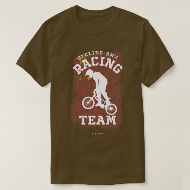 Camiseta BMX Bike China Flag Biking Cycling Racing BMX 256 (Frente do Design)