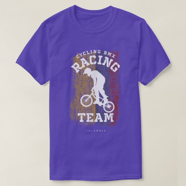 Camiseta BMX Bike Colombia Flag Biking Cycling Racing BMX30 (Frente do Design)