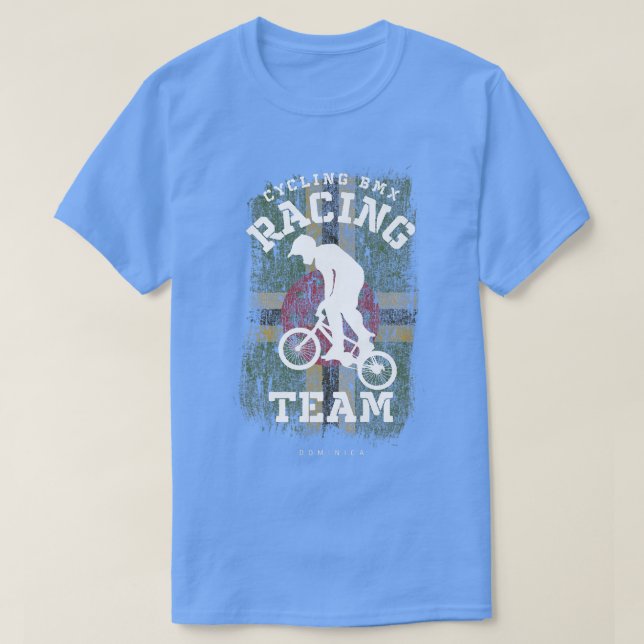Camiseta BMX Bike Dominica Flag Biking Cycling Racing BMX (Frente do Design)