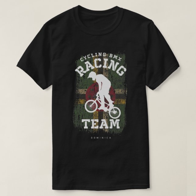 Camiseta BMX Bike Dominica Flag Biking Cycling Racing BMX 2 (Frente do Design)