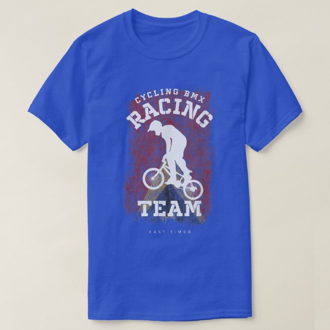 Camiseta BMX Bike East Timor Flag Bicing Racing BMX (Frente do Design)