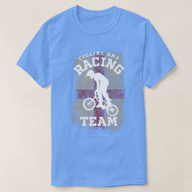 Camiseta BMX Bike England Flag Biking Cycling Racing BMX 29 (Frente do Design)