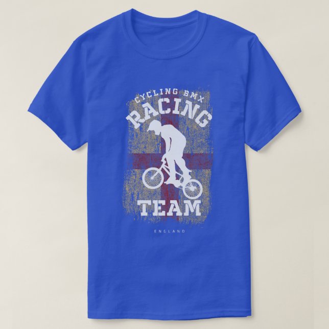 Camiseta BMX Bike England Flag Biking Cycling Racing BMX 29 (Frente do Design)