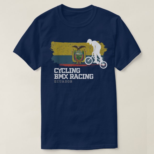 Camiseta BMX Bike Equador Bandeira Ciclismo BMX 33 (Frente do Design)
