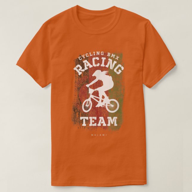 Camiseta BMX Bike Malawi: Bandeiras de ciclismo (Frente do Design)