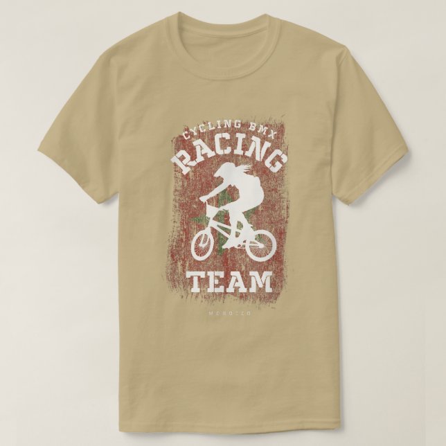 Camiseta BMX Bike, Marrocos, Bandeira de ciclismo (Frente do Design)