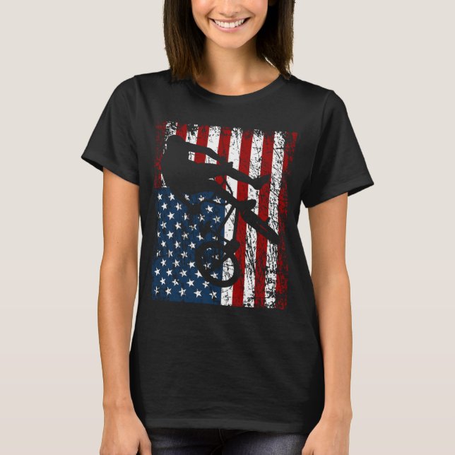 Camiseta BMX Bike Rider BMX Bike  America USA Flag (Frente)
