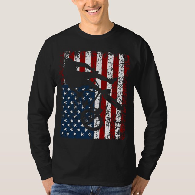 Camiseta BMX Bike Rider BMX Bike  America USA Flag (Frente)