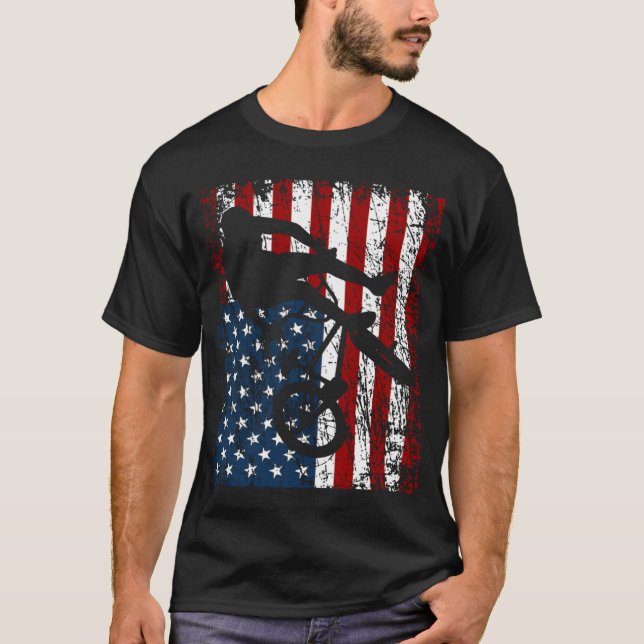 Camiseta BMX Bike Rider BMX Bike  America USA Flag (Frente)