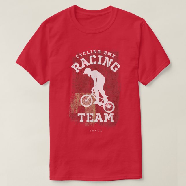 Camiseta BMX Bike Tonga Flag Biking Cycling Racing BMX  (Frente do Design)