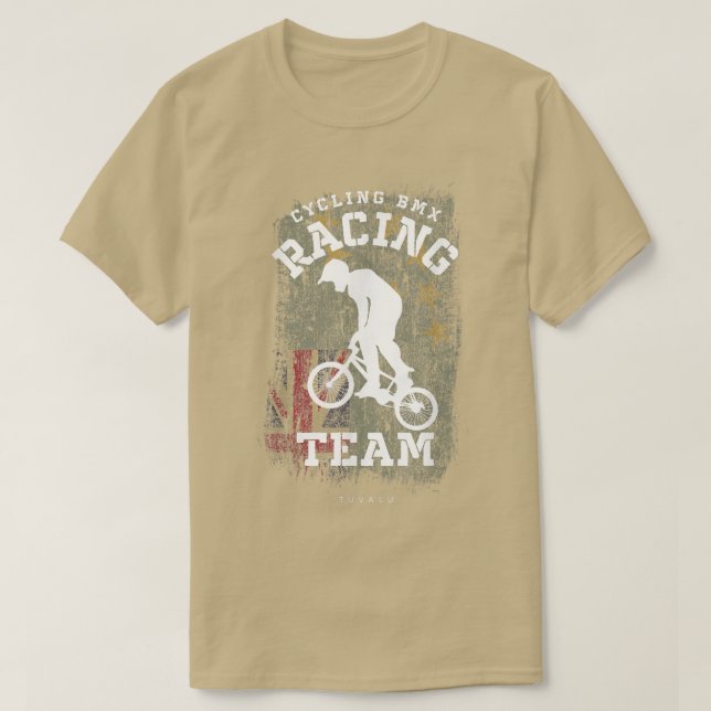 Camiseta BMX Bike Tuvalu Flag Ciclismo Bloco BMX 369 (Frente do Design)