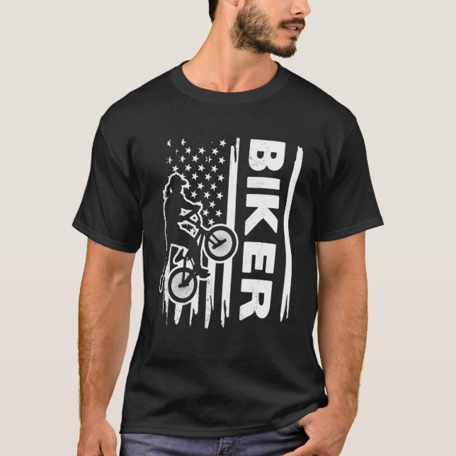 Camiseta Bmx biker US american flag art female version (Frente)