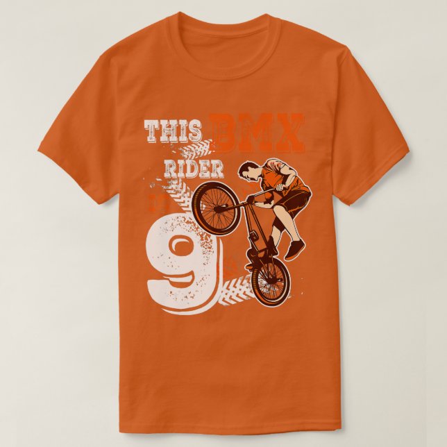 Camiseta BMX Birthday 9th Biker Gift 9 Anos Bike P (Frente do Design)