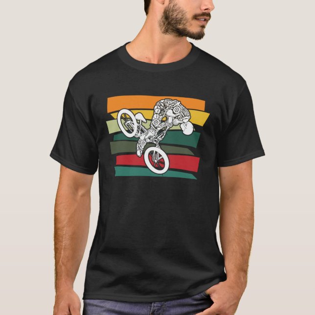 Camiseta BMX Cyborg Bicycle Motocross Retro Stunts BMX Bike (Frente)